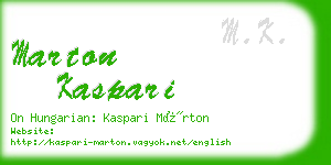 marton kaspari business card